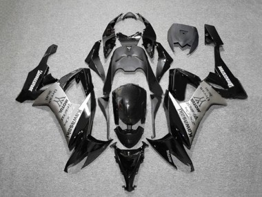 Billige Kawasaki ZX10R Motorrad Verkleidung 2008-2010 - Glanzendes Schwarz Grau Bridgestone Motul