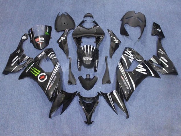 Billige Kawasaki ZX10R Motorrad Verkleidung 2008-2010 - Schwarz Weiss Grun Monster