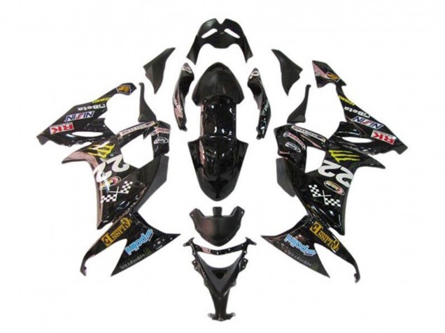 Billige Kawasaki ZX10R Motorrad Verkleidung 2008-2010 - Glanzendes Schwarz Blau Gelb Monster