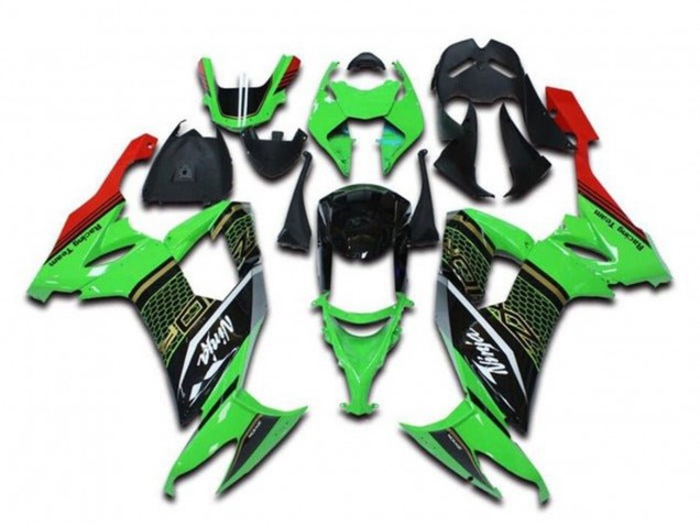 Billige Kawasaki ZX10R Motorrad Verkleidung 2008-2010 - Grun Schwarz Rot Weiss Bienenwabe