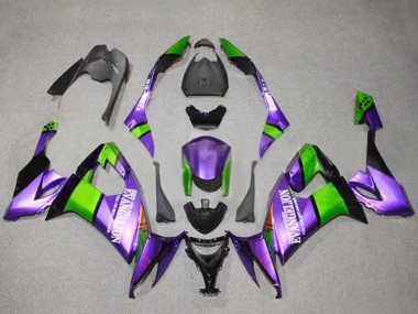 Billige Kawasaki ZX10R Motorrad Verkleidung 2008-2010 - Lila Grun Schwarz Evangelion