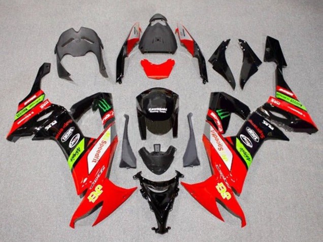 Billige Kawasaki ZX10R Motorrad Verkleidung 2008-2010 - Rot Grun Schwarz Gelb