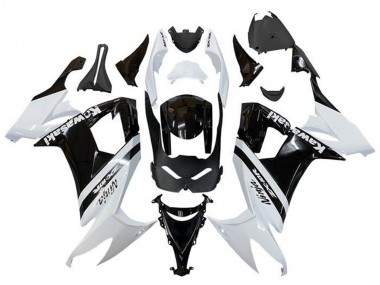 Billige Kawasaki ZX10R Motorrad Verkleidung 2008-2010 - Weiss Glanzendes Schwarz Streifen