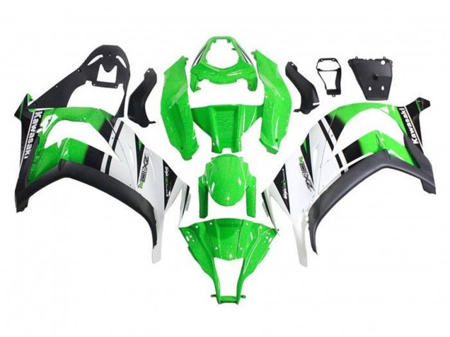 Billige Kawasaki ZX10R Motorrad Verkleidung 2011-2015 - Grun Weiss Schwarz Streifen
