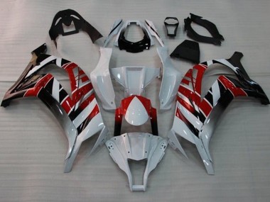 Billige Kawasaki ZX10R Motorrad Verkleidung 2011-2015 - Weiss Rot Schwarz Streifen
