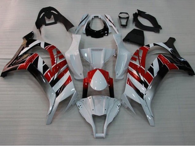 Billige Kawasaki ZX10R Motorrad Verkleidung 2011-2015 - Weiss Rot Schwarz Streifen