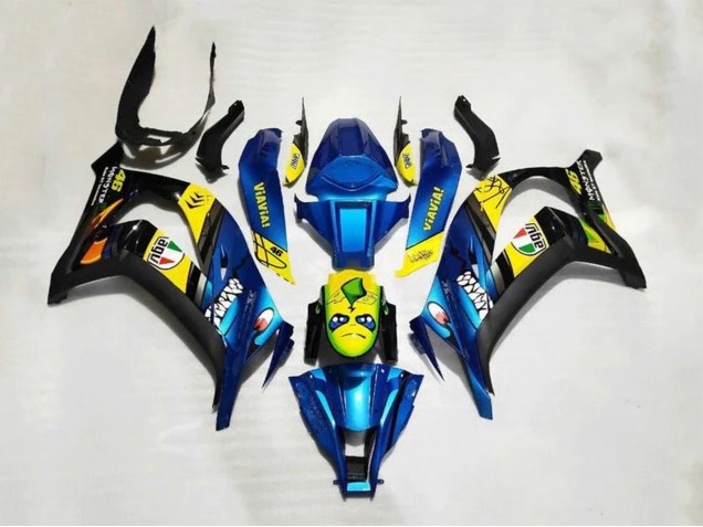 Billige Kawasaki ZX10R Motorrad Verkleidung 2016-2020 - Blau Gelb Hai