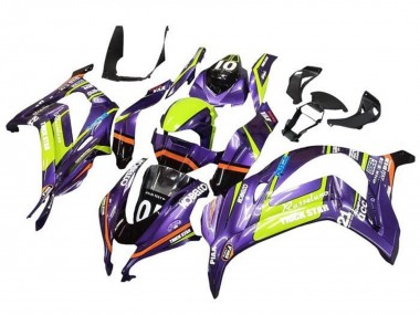Billige Kawasaki ZX10R Motorrad Verkleidung 2016-2020 - Lila Gelb Trick Star Kobelco