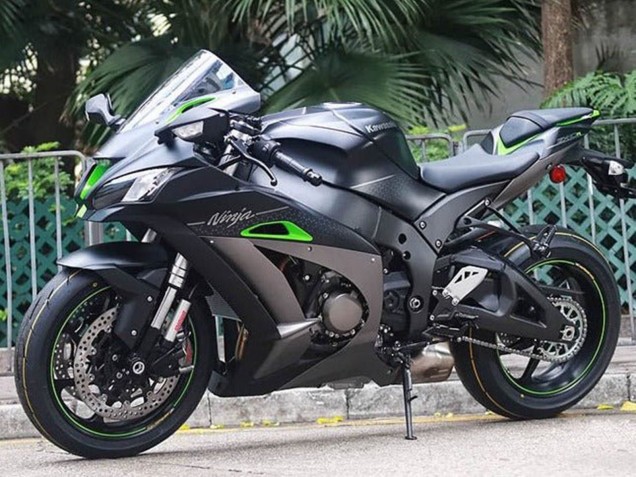 Billige Kawasaki ZX10R Motorrad Verkleidung 2016-2020 - Matt Schwarz Grun Silber