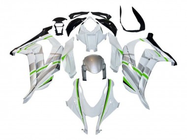 Billige Kawasaki ZX10R Motorrad Verkleidung 2016-2020 - Weiss Silber Grun Streifen