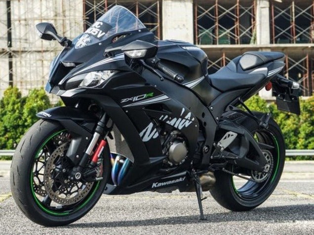 Billige Kawasaki ZX10R Motorrad Verkleidung 2016-2020 - Matt Schwarz Weiss Grun