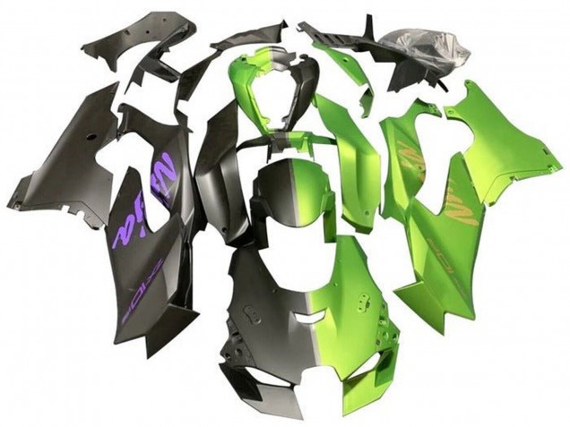 Billige Kawasaki ZX10R Motorrad Verkleidung 2021-2025 - Matt Schwarz Matt Grun Geteiltes