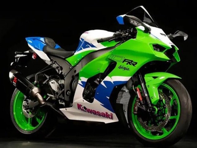 Billige Kawasaki ZX10R Motorrad Verkleidung 2021-2026 - Grun Weiss Blau Rot