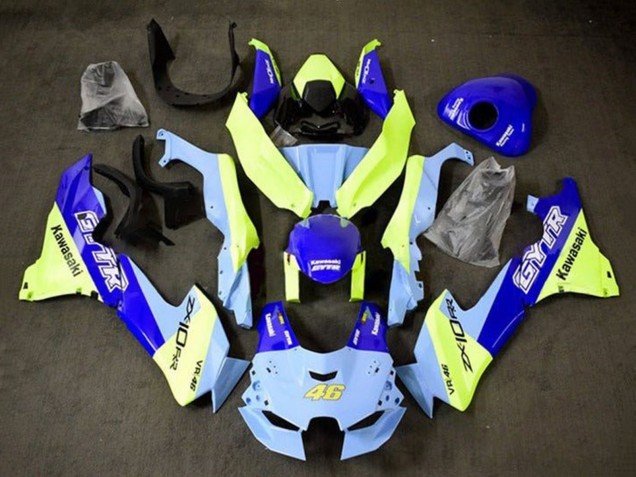 Billige Kawasaki ZX10R Motorrad Verkleidung 2021-2025 - Blau Gelb GYTR 46