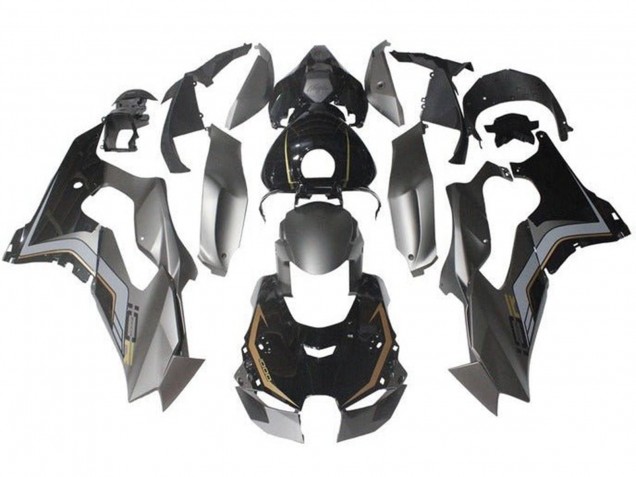 Billige Kawasaki ZX10R Motorrad Verkleidung 2021-2025 - Grau Glanzendes Schwarz Gold
