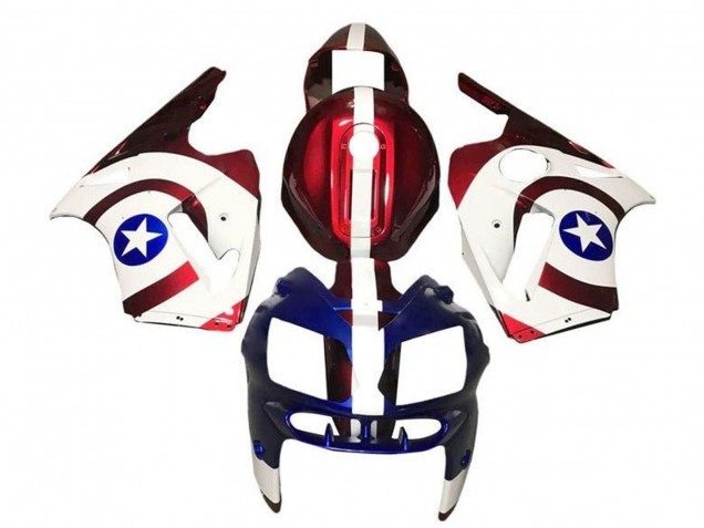 Billige Kawasaki ZX12R Motorrad Verkleidung 2000-2001 - Bonbon Rot Weiss Blau Captain America