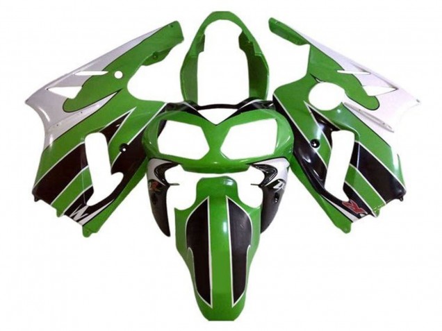 Billige Kawasaki ZX12R Motorrad Verkleidung 2000-2001 - Weiss Grun Schwarz Streifen