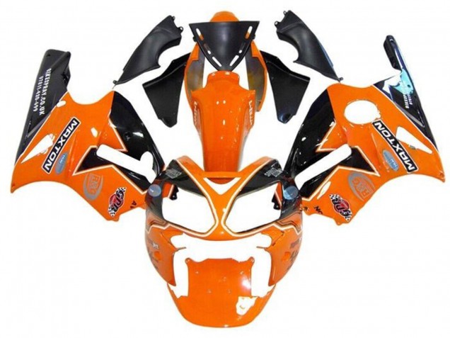 Billige Kawasaki ZX12R Motorrad Verkleidung 2000-2001 - Orange Schwarz Weiss Maxton