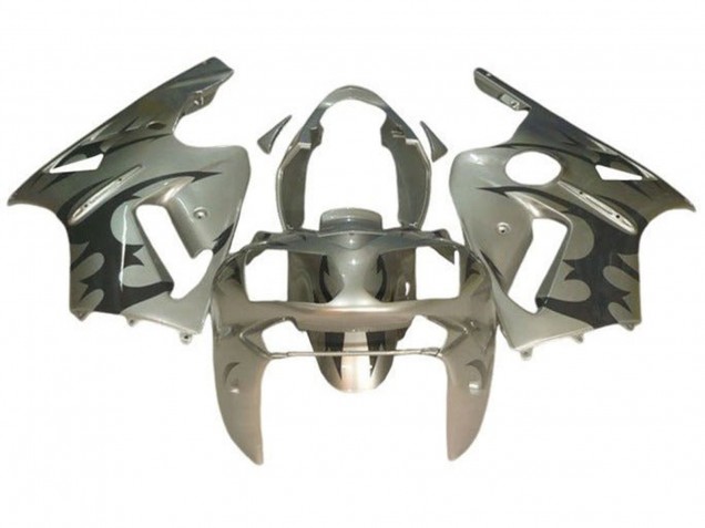 Billige Kawasaki ZX12R Motorrad Verkleidung 2000-2001 - Silber Schwarz Tribal