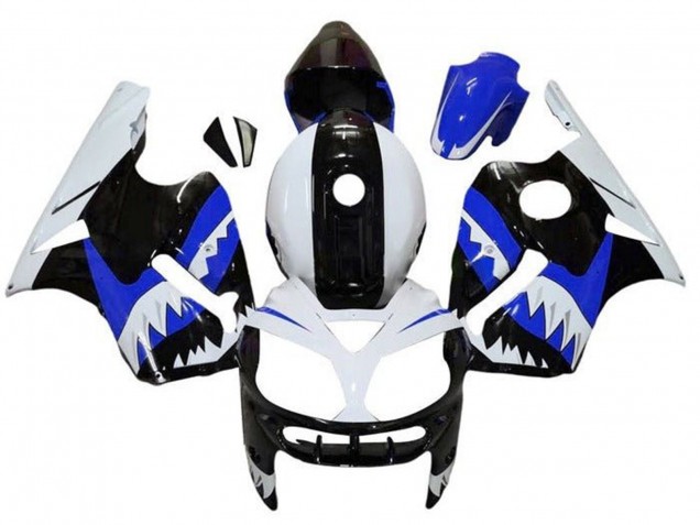 Billige Kawasaki ZX12R Motorrad Verkleidung 2000-2001 - Weiss Schwarz Blau Hai