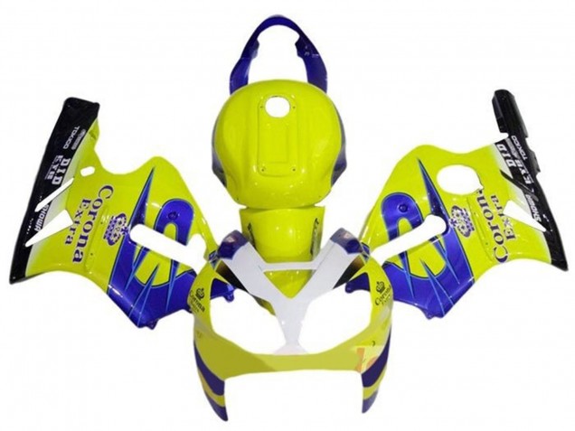 Billige Kawasaki ZX12R Motorrad Verkleidung 2000-2001 - Gelb Weiss Blau Corona Extra