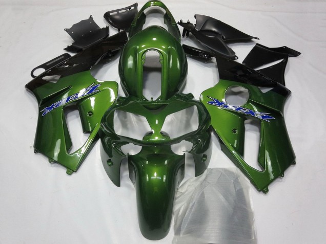 Billige Kawasaki ZX12R Motorrad Verkleidung 2000-2001 - Dunkel Grun Schwarz Blau