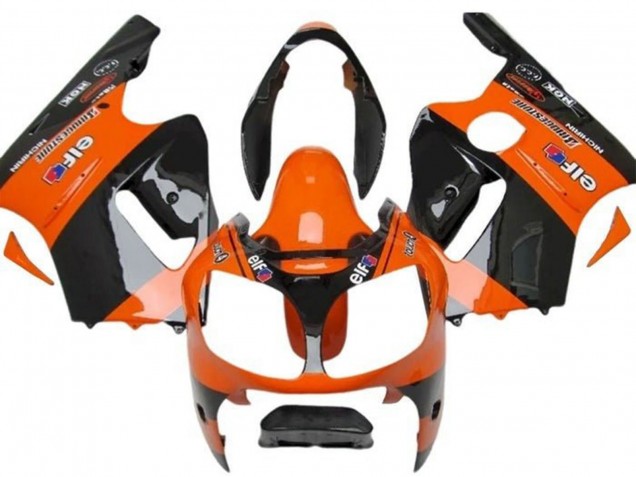 Billige Kawasaki ZX12R Motorrad Verkleidung 2002-2006 - Orange Schwarz Elf Bridgestone
