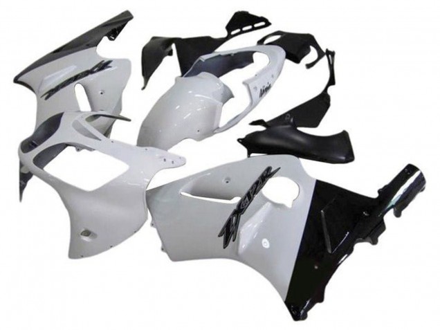 Billige Kawasaki ZX12R Motorrad Verkleidung 2002-2006 - Weiss Glanzendes Schwarz