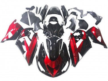 Billige Kawasaki ZX14R ZZR1400 Motorrad Verkleidung 2006-2011 - Rot Glanzendes Schwarz