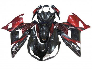 Billige Kawasaki ZX14R ZZR1400 Motorrad Verkleidung 2006-2011 - Rot Glanzendes Schwarz Weiss Aufkleber