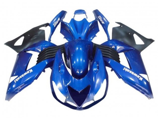 Billige Kawasaki ZX14R ZZR1400 Motorrad Verkleidung 2006-2011 - Blau Schwarz Weiss Aufkleber