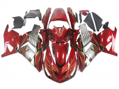 Billige Kawasaki ZX14R ZZR1400 Motorrad Verkleidung 2006-2011 - Rot Silber Schwarz Gold