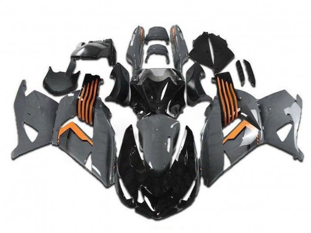 Billige Kawasaki ZX14R ZZR1400 Motorrad Verkleidung 2006-2011 - Grau Orange Schwarz