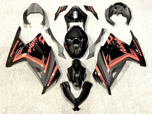 Billige Kawasaki EX300 Motorrad Verkleidung 2013-2024 - Glanzendes Schwarz Orange
