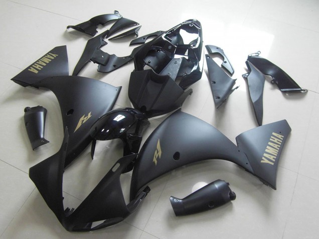 Billige Yamaha YZF R1 Motorrad Verkleidung 2012-2014 - Glanzendes Schwarz Matt Schwarz Gold Aufkleber