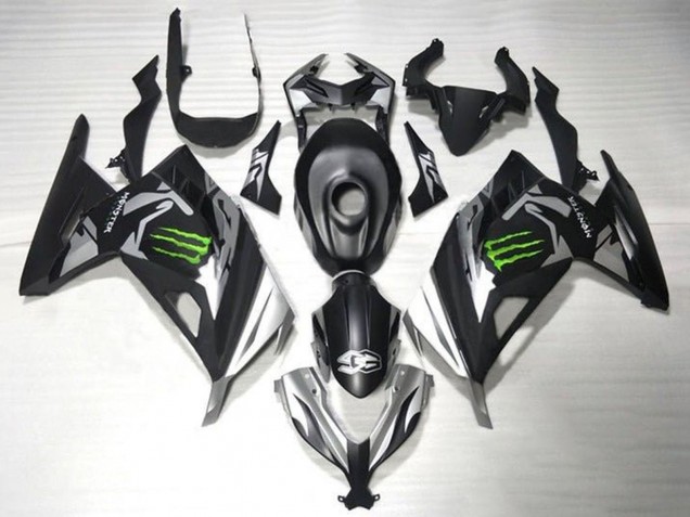 Billige Kawasaki EX300 Motorrad Verkleidung 2013-2024 - Matt Schwarz Silber Grun Monster