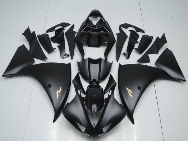 Billige Yamaha YZF R1 Motorrad Verkleidung 2012-2014 - Glanzendes Schwarz Matt Schwarz Gold Aufkleber