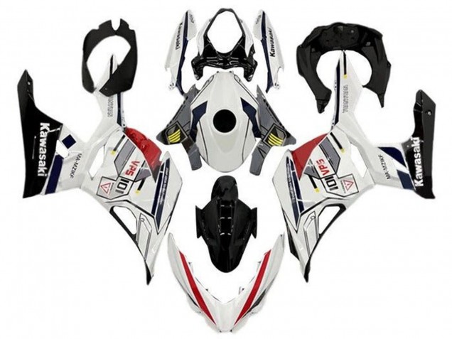 Billige Kawasaki Ninja 400 Motorrad Verkleidung 2018-2024 - Weiss Grau Gelb Rot Schwarz Streifen