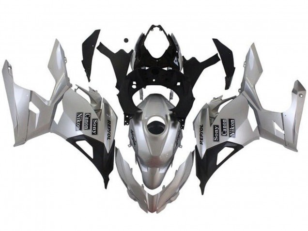 Billige Kawasaki Ninja 400 Motorrad Verkleidung 2018-2024 - Silber Schwarz Repsol