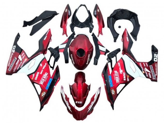 Billige Kawasaki Ninja 400 Motorrad Verkleidung 2018-2024 - Rot Blau Weiss Trick Star Bridgestone