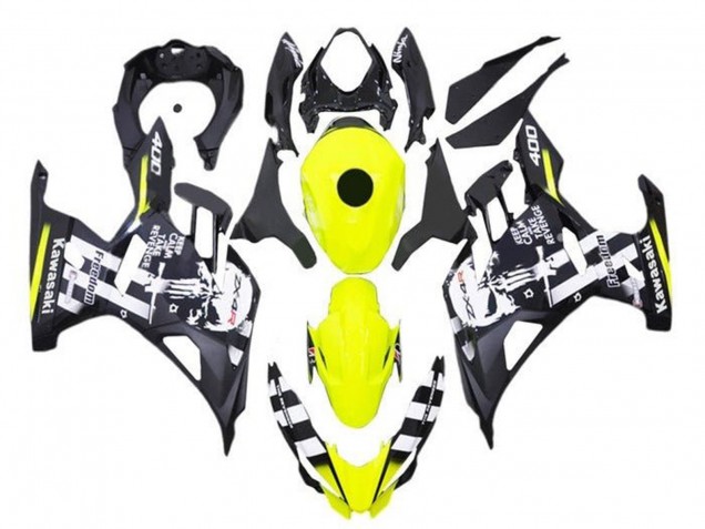 Billige Kawasaki Ninja 400 Motorrad Verkleidung 2018-2024 - Gelb Schwarz Weiss Schadel