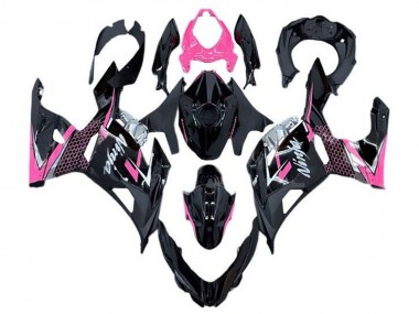 Billige Kawasaki Ninja 400 Motorrad Verkleidung 2018-2024 - Glanzendes Schwarz Rosa Weiss