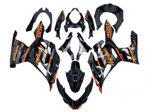 Billige Kawasaki Ninja 400 Motorrad Verkleidung 2018-2024 - Glanzendes Schwarz Orange Grau