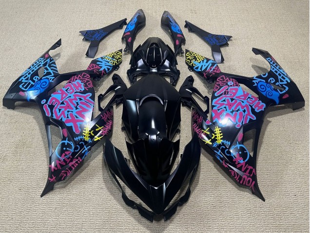 Billige Kawasaki Ninja 400 Motorrad Verkleidung 2018-2024 - Schwarz Blau Jinx