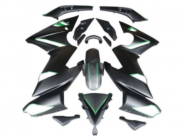 Billige Kawasaki Ninja 650 EX650 Motorrad Verkleidung 2009-2011 - Matt Schwarz Grun Streifen