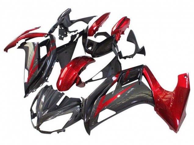 Billige Kawasaki Ninja 650 EX650 Motorrad Verkleidung 2012-2016 - Rot Schwarz Kunst Carbonfaser