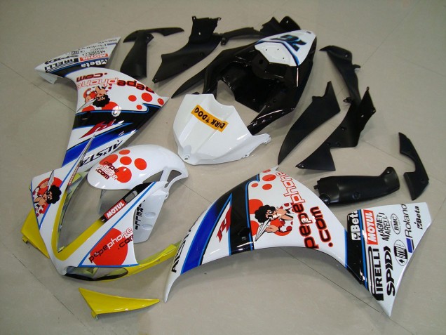 Billige Yamaha YZF R1 Motorrad Verkleidung 2012-2014 - Weiss Orange Gelb Blau Schwarz Pepe Phone