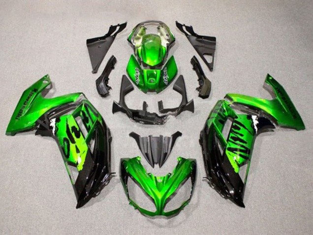 Billige Kawasaki Ninja 650 EX650 Motorrad Verkleidung 2012-2016 - Grun Glanzendes Schwarz