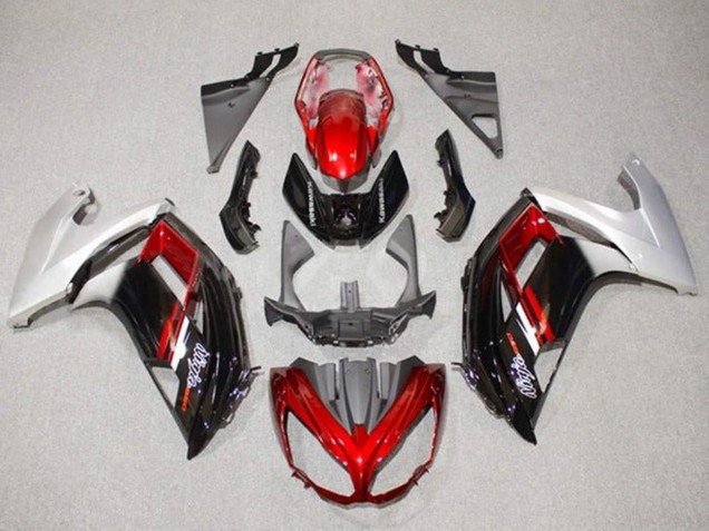 Billige Kawasaki Ninja 650 EX650 Motorrad Verkleidung 2012-2016 - Silber Rot Glanzendes Schwarz
