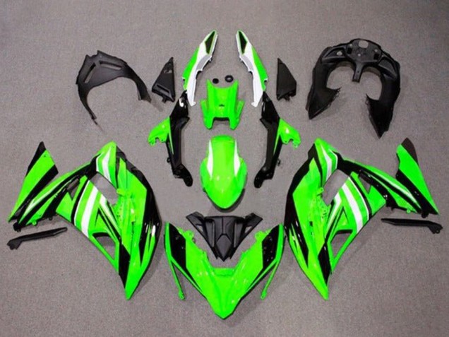 Billige Kawasaki Ninja 650 EX650 Motorrad Verkleidung 2017-2019 - Grun Weiss Schwarz Streifen